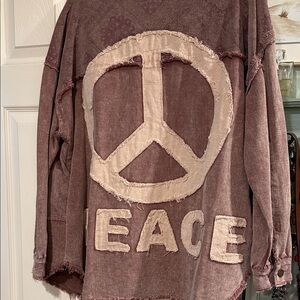 Oli & Hali Mauve Jean Jacket with Peace Sign